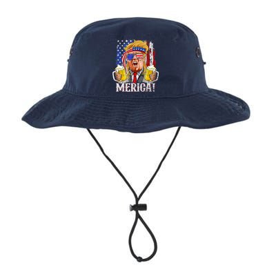 Trump Mullet 4th Of July USA American Flag Merica Trump 2024 Bucket Hat