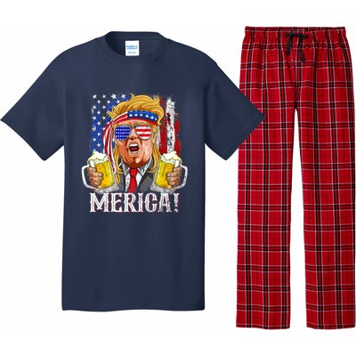 Trump Mullet 4th Of July USA American Flag Merica Trump 2024 Pajama Set