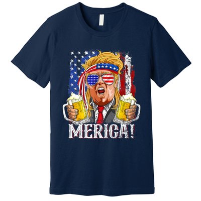 Trump Mullet 4th Of July USA American Flag Merica Trump 2024 Premium T-Shirt