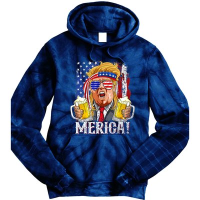 Trump Mullet 4th Of July USA American Flag Merica Trump 2024 Tie Dye Hoodie