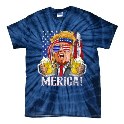 Trump Mullet 4th Of July USA American Flag Merica Trump 2024 Tie-Dye T-Shirt