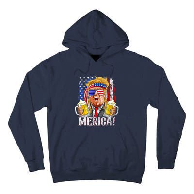 Trump Mullet 4th Of July USA American Flag Merica Trump 2024 Tall Hoodie