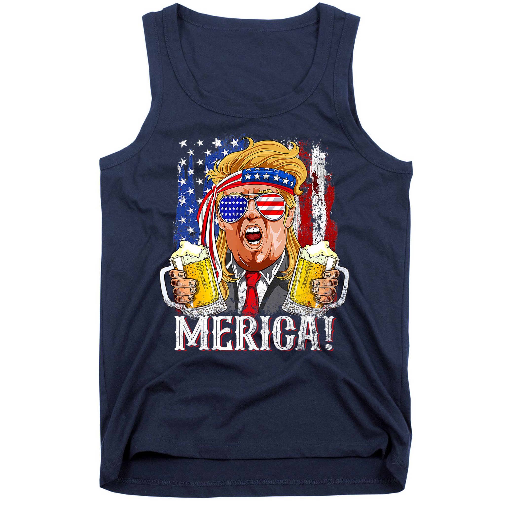Trump Mullet 4th Of July USA American Flag Merica Trump 2024 Tank Top