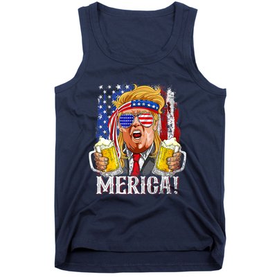 Trump Mullet 4th Of July USA American Flag Merica Trump 2024 Tank Top