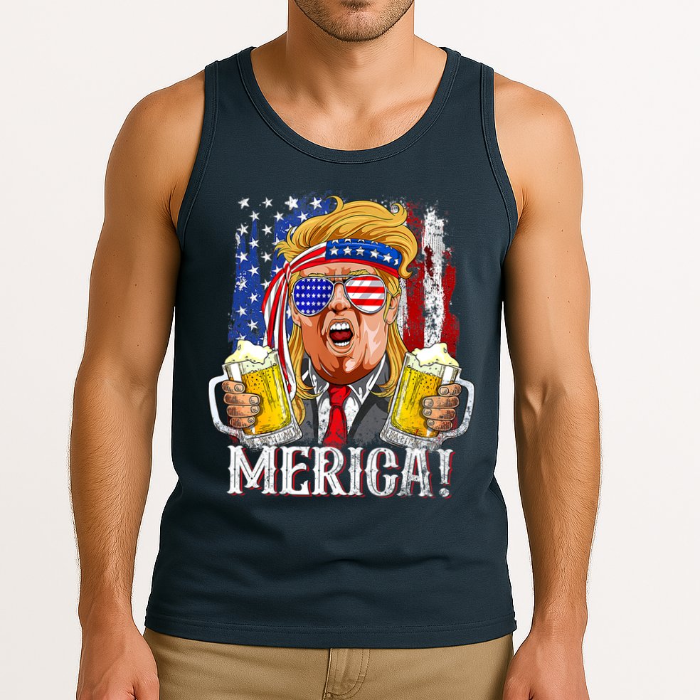 Trump Mullet 4th Of July USA American Flag Merica Trump 2024 Tank Top
