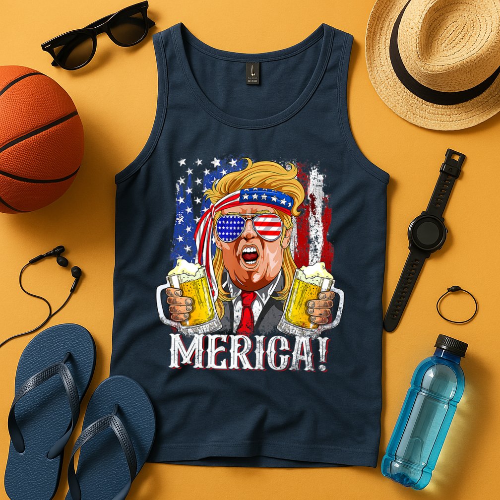 Trump Mullet 4th Of July USA American Flag Merica Trump 2024 Tank Top