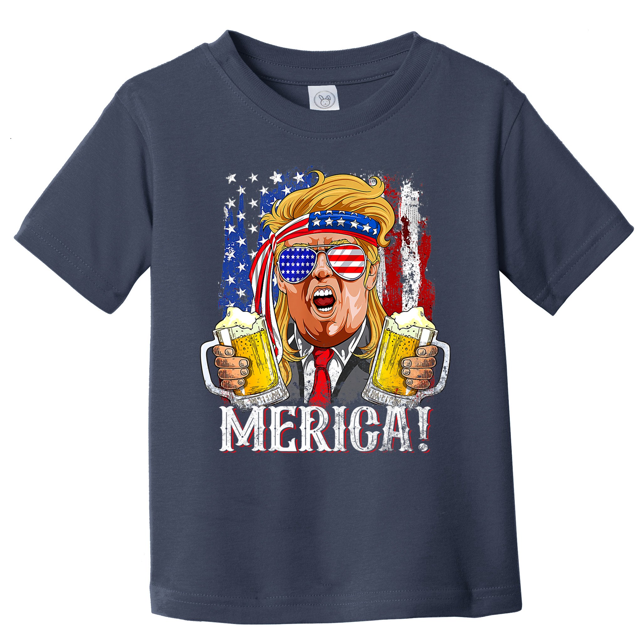 Trump Mullet 4th Of July USA American Flag Merica Trump 2024 Toddler T-Shirt