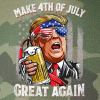 Trump Make 4th Of July Great Again Drinking Beer Funny Legacy Tie Dye Trucker Hat