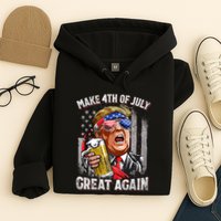 Trump Make 4th Of July Great Again Drinking Beer Funny Hoodie