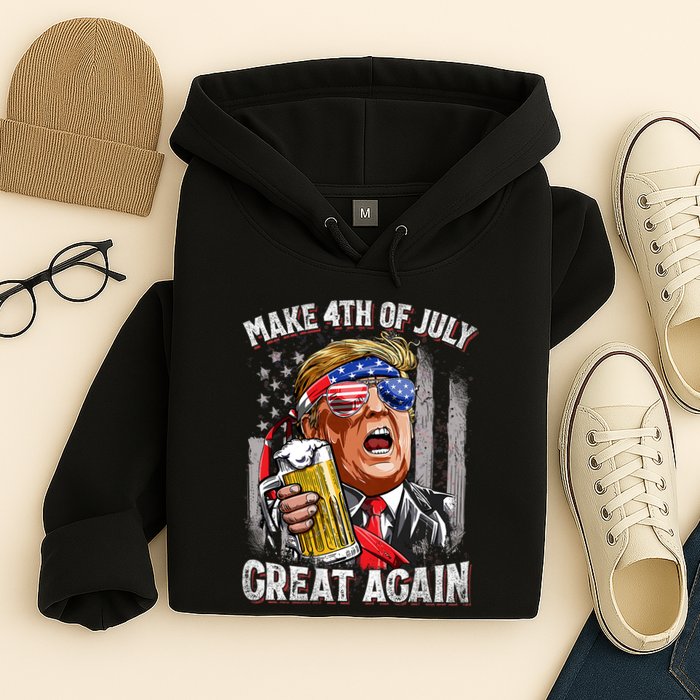 Trump Make 4th Of July Great Again Drinking Beer Funny Hoodie