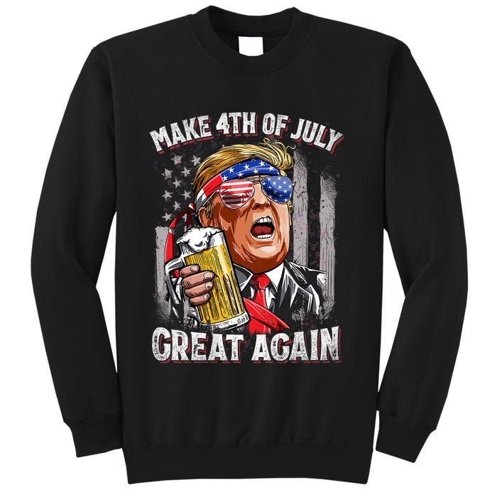 Trump Make 4th Of July Great Again Drinking Beer Funny Sweatshirt
