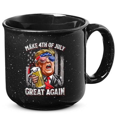 Trump Make 4th Of July Great Again Drinking Beer Funny 15oz Campfire Ceramic Mug