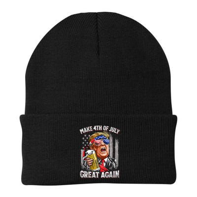 Trump Make 4th Of July Great Again Drinking Beer Funny Beanie