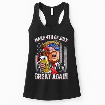 Trump Make 4th Of July Great Again Drinking Beer Funny Womens Tank Top