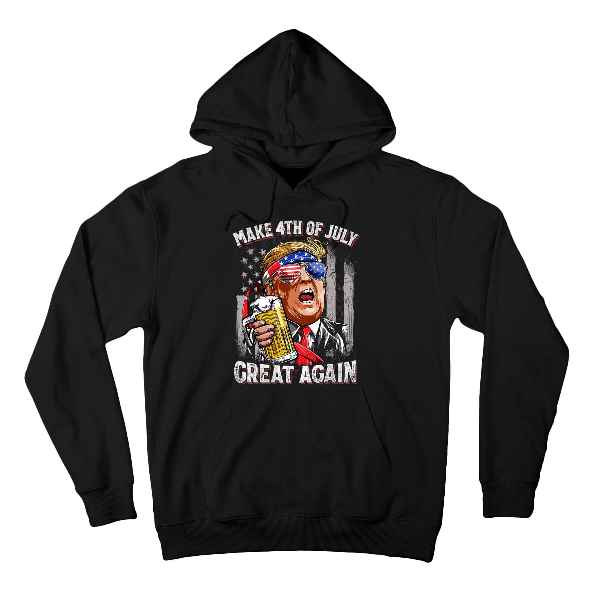 Trump Make 4th Of July Great Again Drinking Beer Funny Tall Hoodie
