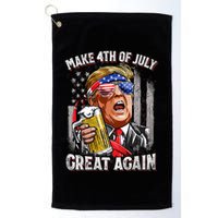 Trump Make 4th Of July Great Again Drinking Beer Funny Golf Towel