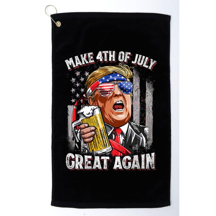 Trump Make 4th Of July Great Again Drinking Beer Funny Golf Towel