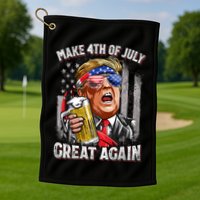 Trump Make 4th Of July Great Again Drinking Beer Funny Golf Towel