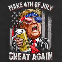 Trump Make 4th Of July Great Again Drinking Beer Funny Golf Towel