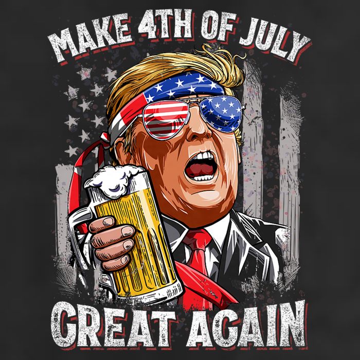 Trump Make 4th Of July Great Again Drinking Beer Funny Golf Towel