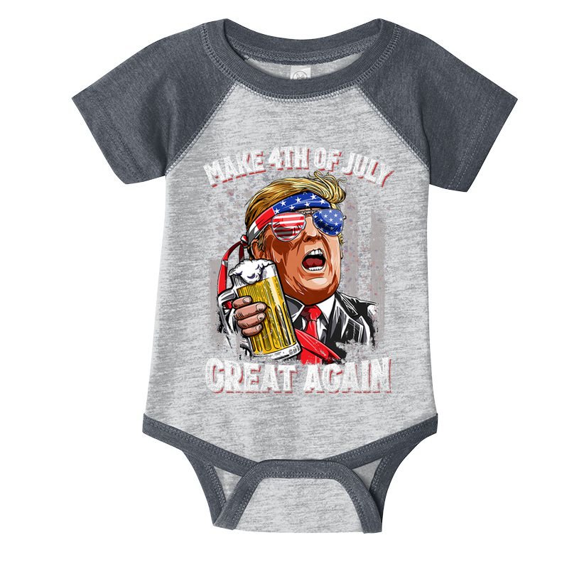 Trump Make 4th Of July Great Again Drinking Beer Funny Infant Baby Jersey Bodysuit