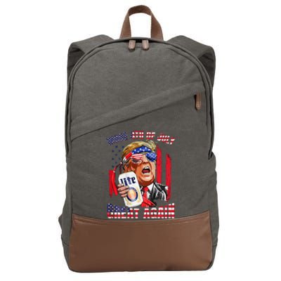 Trump Make 4th Of July Great Again Drinking Beer 2 Side Cotton Canvas Backpack