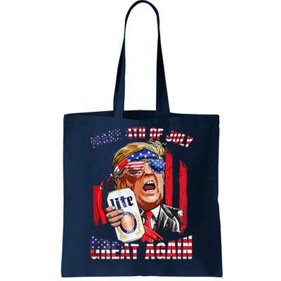 Trump Make 4th Of July Great Again Drinking Beer 2 Side Tote Bag