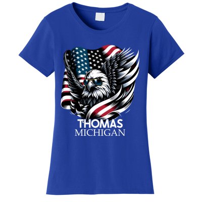 Thomas Michigan 4th Of July Usa American Flag Cute Gift Women's T-Shirt