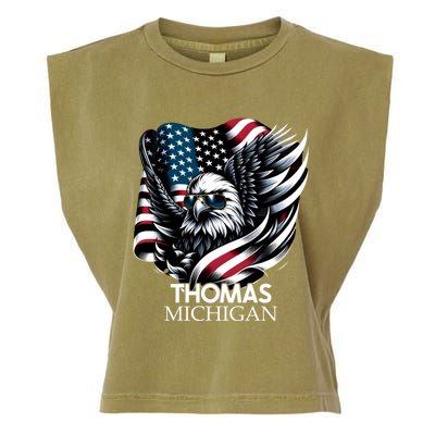 Thomas Michigan 4th Of July Usa American Flag Cute Gift Garment-Dyed Women's Muscle Tee