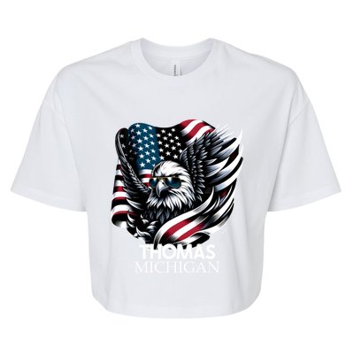 Thomas Michigan 4th Of July Usa American Flag Cute Gift Bella+Canvas Jersey Crop Tee