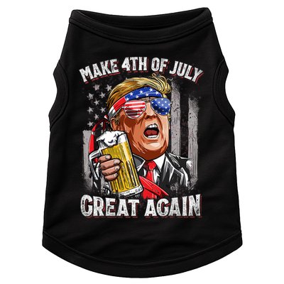Trump Make 4th Of July Great Again Drinking Beer Funny Doggie Tank