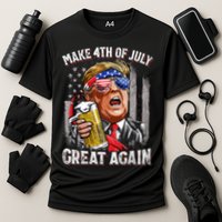Trump Make 4th Of July Great Again Drinking Beer Funny Cooling Performance Crew T-Shirt