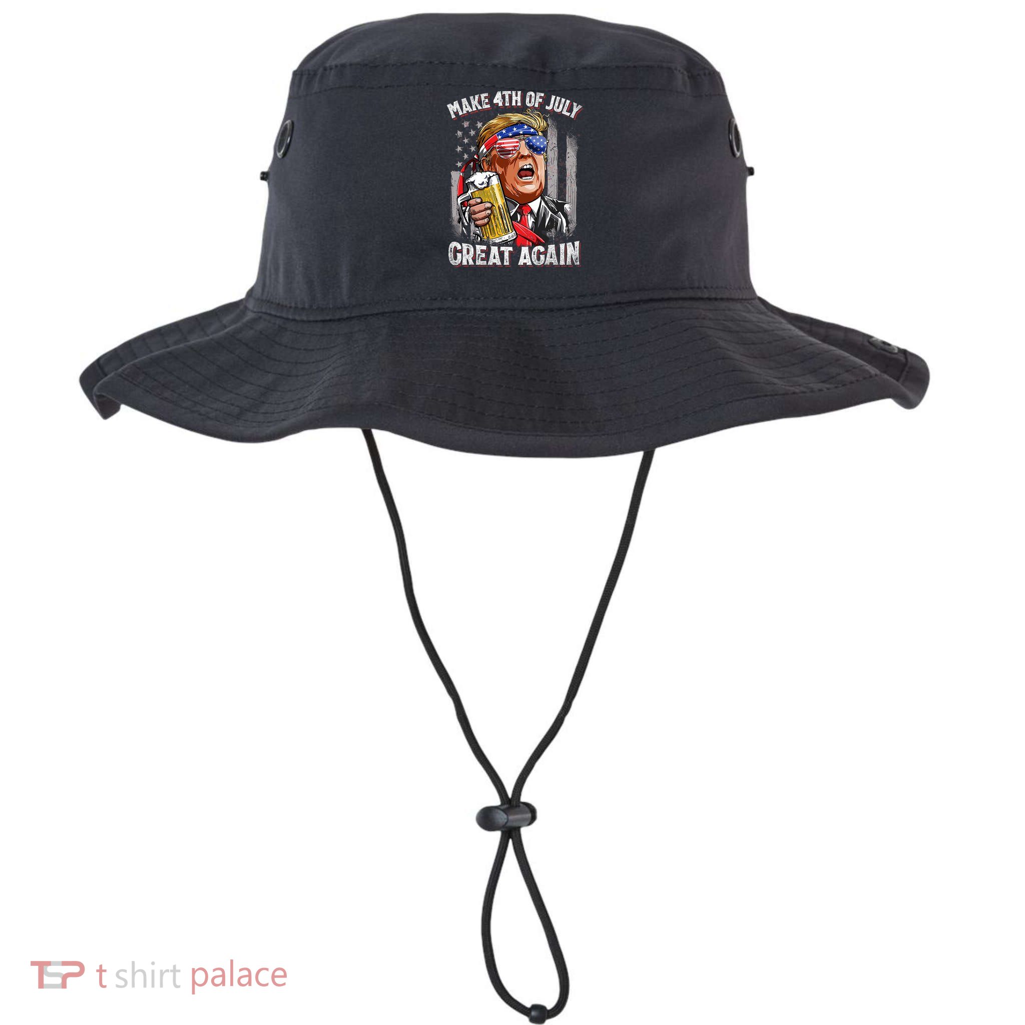 Trump Make 4th Of July Great Again Drinking Beer Funny Bucket Hat