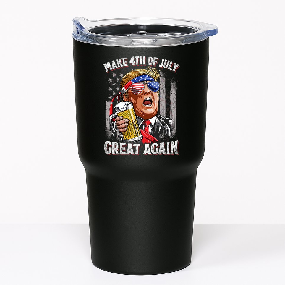 Trump Make 4th Of July Great Again Drinking Beer Funny Tumbler