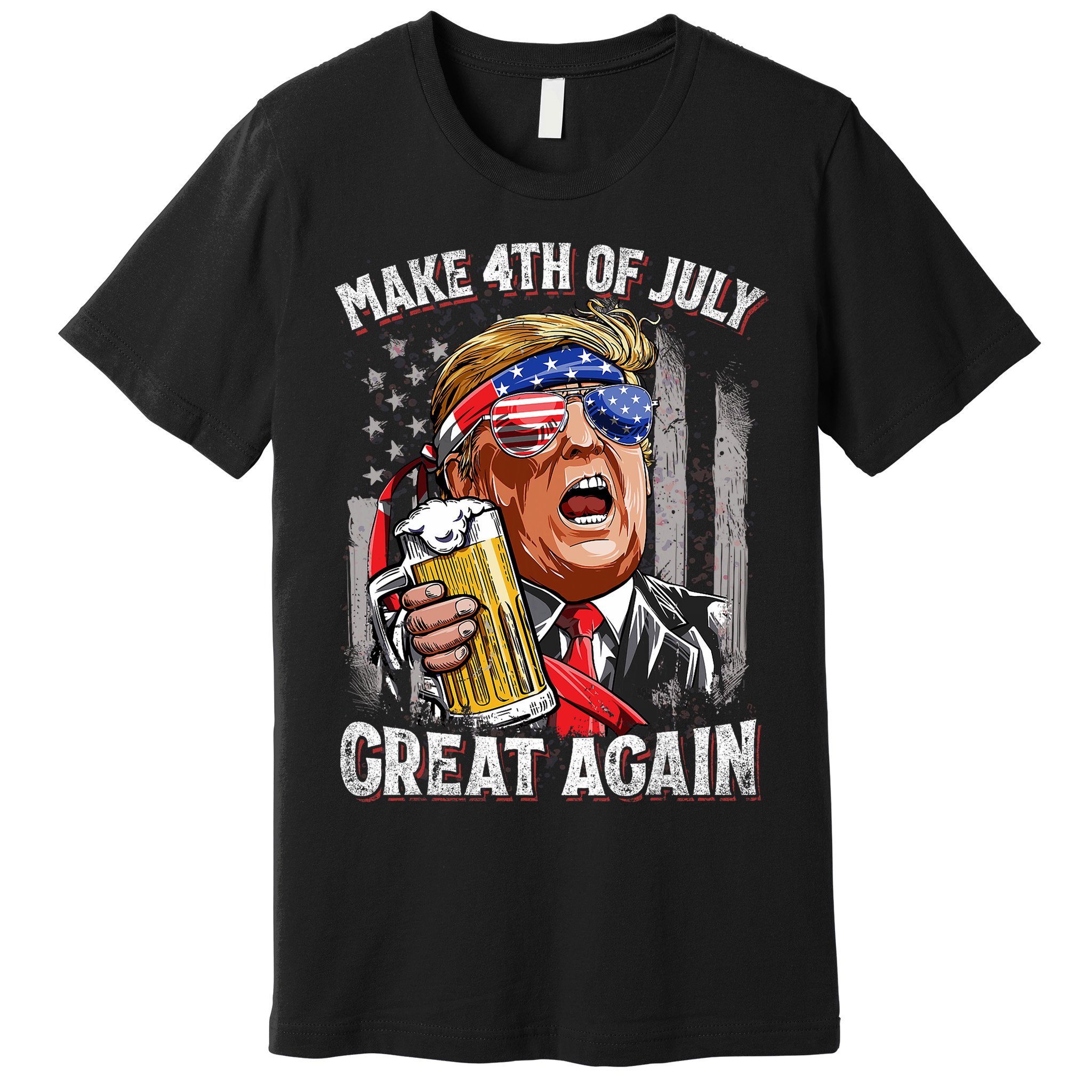 Trump Make 4th Of July Great Again Drinking Beer Funny Premium T-Shirt
