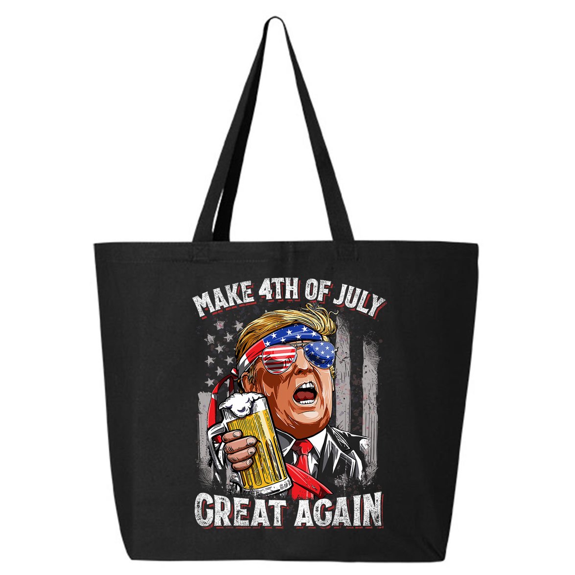 Trump Make 4th Of July Great Again Drinking Beer Funny 25L Jumbo Tote