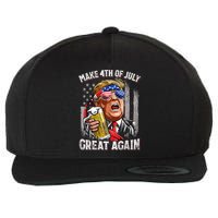 Trump Make 4th Of July Great Again Drinking Beer Funny Wool Snapback Cap