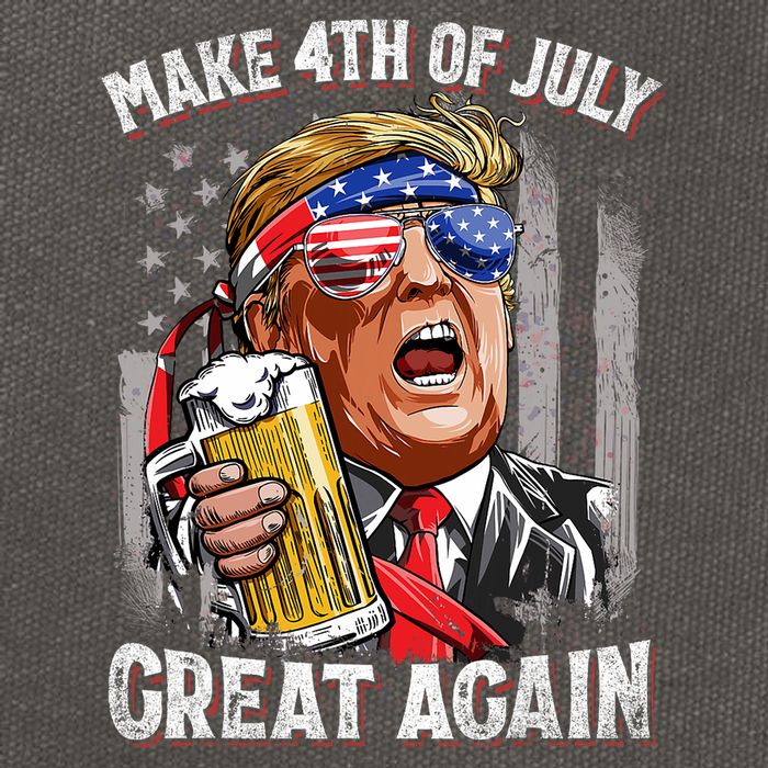 Trump Make 4th Of July Great Again Drinking Beer Funny Cotton Canvas Backpack