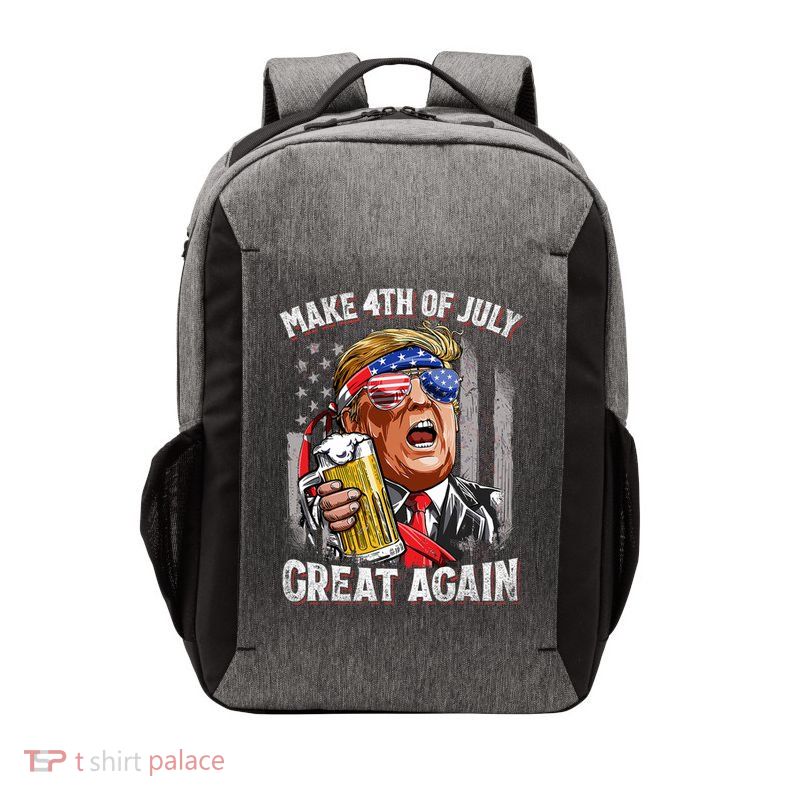 Trump Make 4th Of July Great Again Drinking Beer Funny Vector Backpack