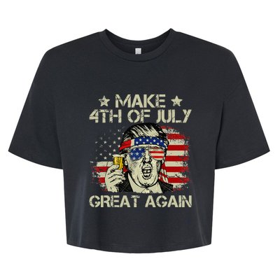 Trump Make 4th of July Great Again Merica Beer Drinking Bella+Canvas Jersey Crop Tee