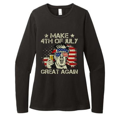 Trump Make 4th of July Great Again Merica Beer Drinking Womens CVC Long Sleeve Shirt