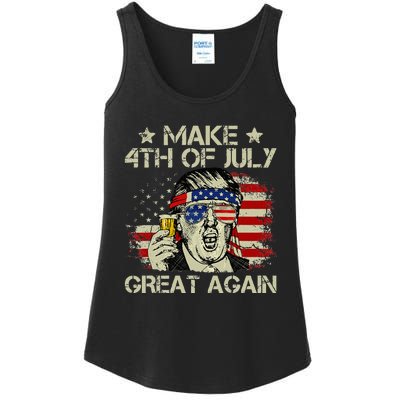 Trump Make 4th of July Great Again Merica Beer Drinking Ladies Essential Tank