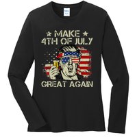 Trump Make 4th of July Great Again Merica Beer Drinking Ladies Long Sleeve Shirt