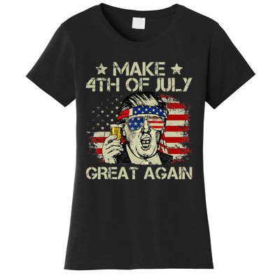 Trump Make 4th of July Great Again Merica Beer Drinking Women's T-Shirt