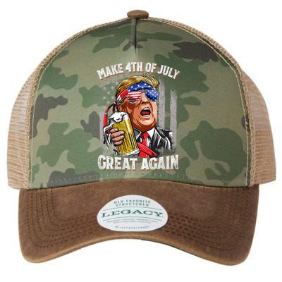 Trump Make 4th Of July Great Again Drinking Beer Funny Legacy Tie Dye Trucker Hat