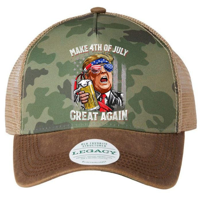 Trump Make 4th Of July Great Again Drinking Beer Funny Legacy Tie Dye Trucker Hat