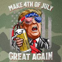 Trump Make 4th Of July Great Again Drinking Beer Funny Legacy Tie Dye Trucker Hat
