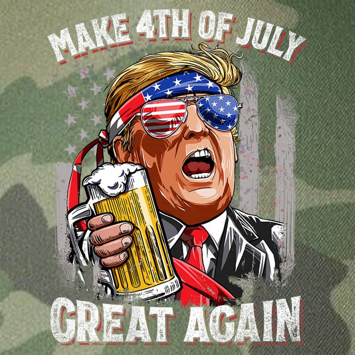 Trump Make 4th Of July Great Again Drinking Beer Funny Legacy Tie Dye Trucker Hat