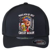 Trump Make 4th Of July Great Again Drinking Beer Funny Flexfit Unipanel Trucker Cap