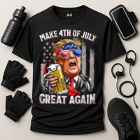 Trump Make 4th Of July Great Again Drinking Beer Funny Performance Shirt